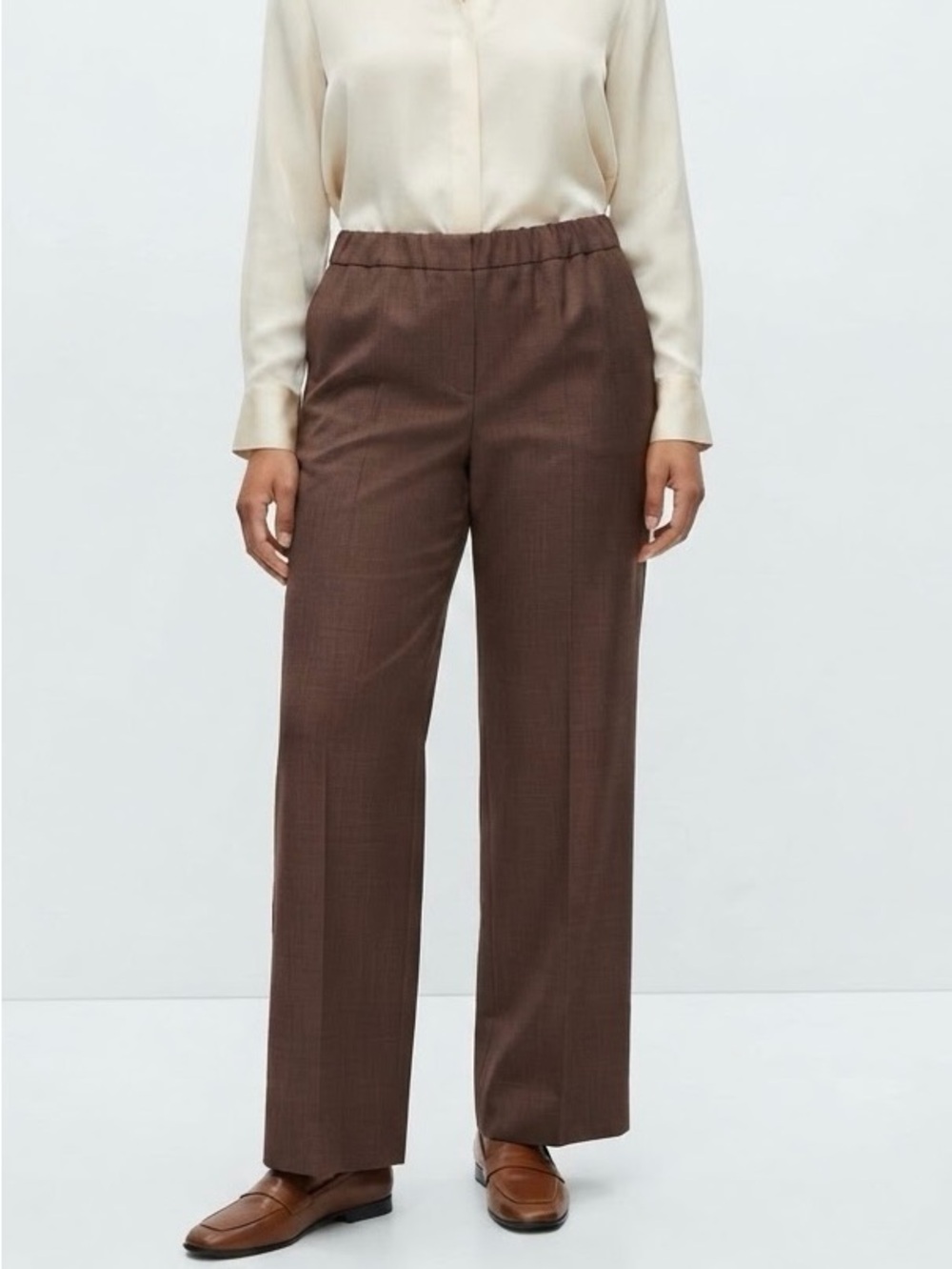 Kasper Petite 14P Brown Wide Leg Pants Long Work Formal Office Career